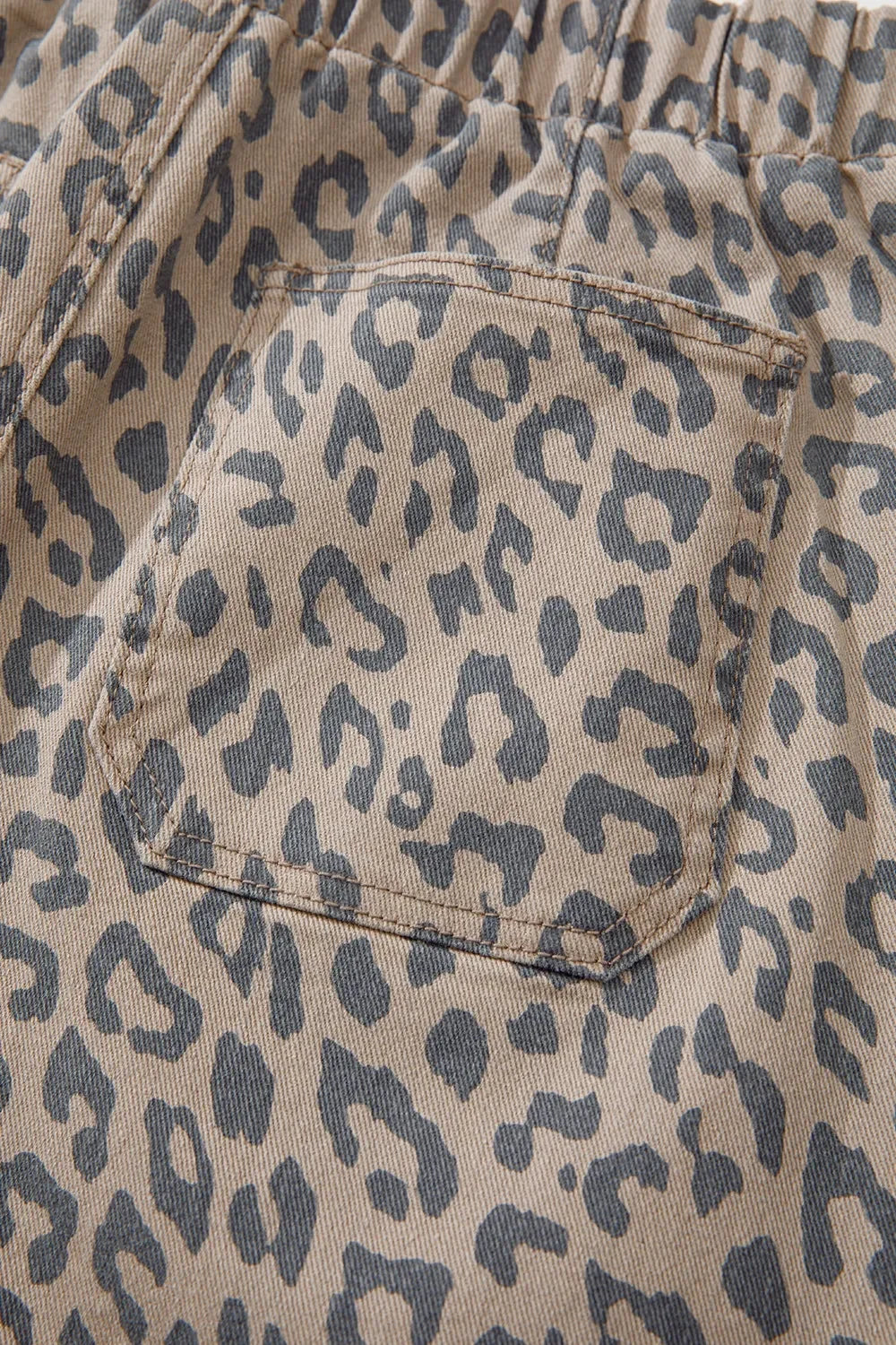 Leopard Printed Drawstring Waist Pocketed Wide Leg Jeans - Southern Shores Clothing
