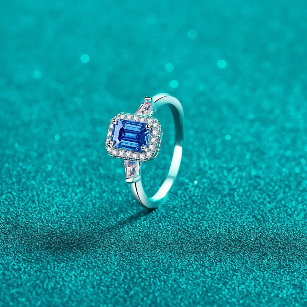 Timeless Solitaire Moissanite Ring In Sterling Silver Halo - Southern Shores Clothing