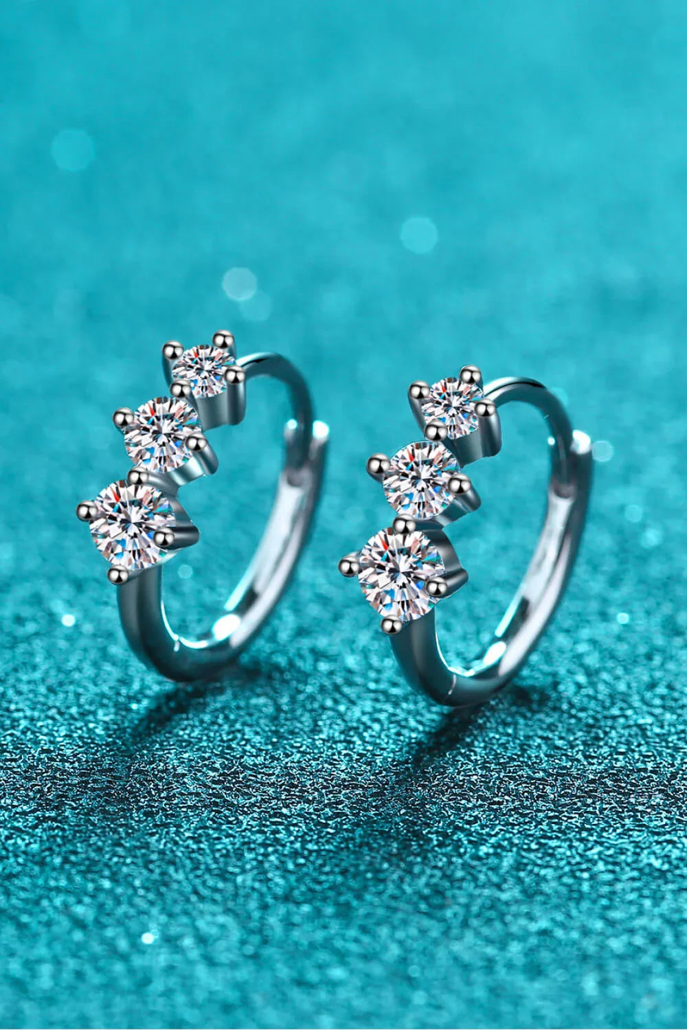 Sterling Silver Moissanite Huggie Earrings 0.72 Ct Total - Southern Shores Clothing
