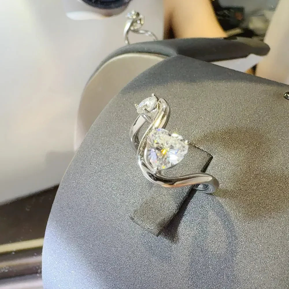 1.3 Carat Moissanite Sterling Silver Irregular Ring - Southern Shores Clothing
