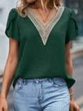 Southern Shores Clothing V-Neck Petal Sleeve 100% Polyester Blouse For Versatile Wear - Southern Shores Clothing