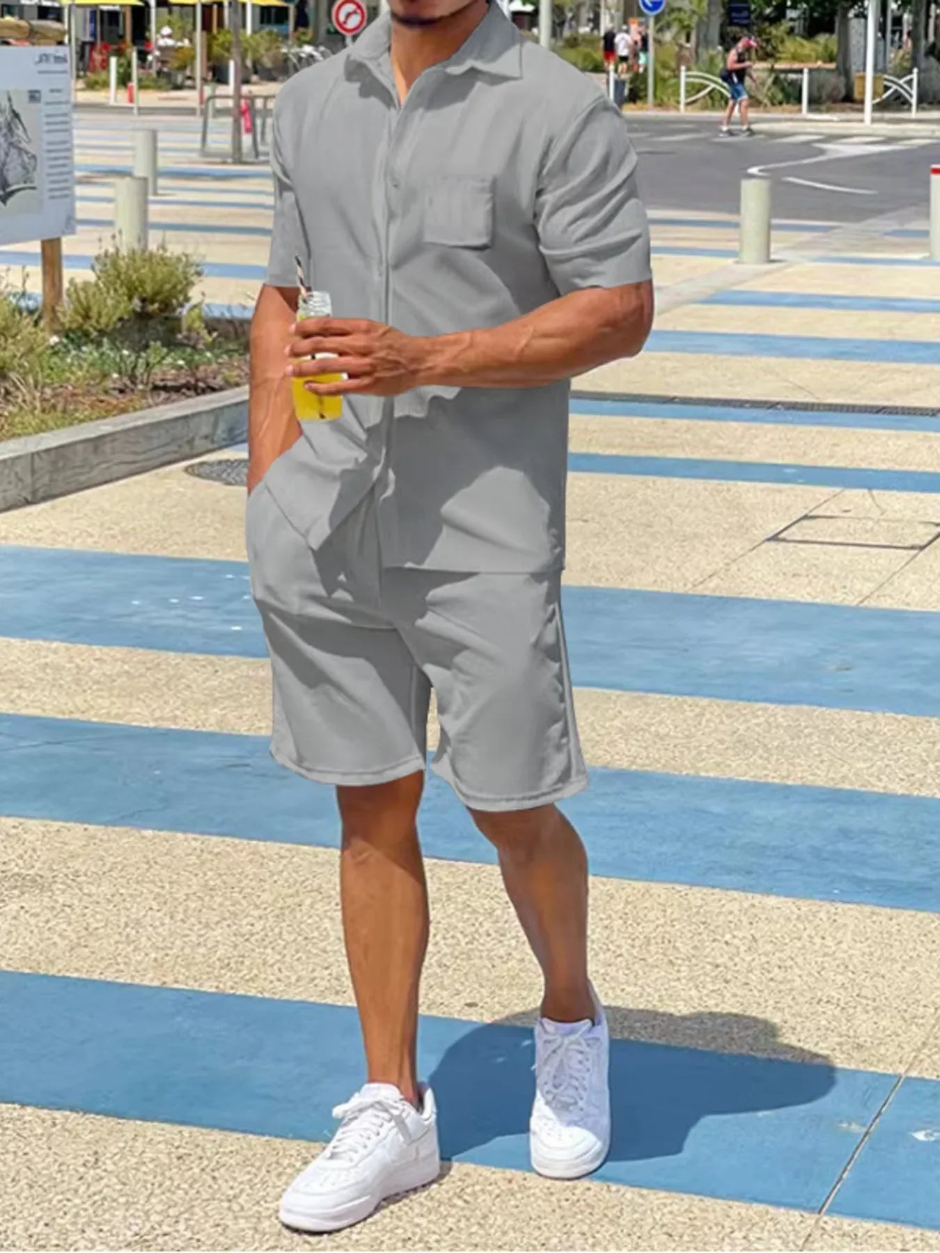 Men's Plus Size Button Up Shirt and Shorts Set - Southern Shores Clothing