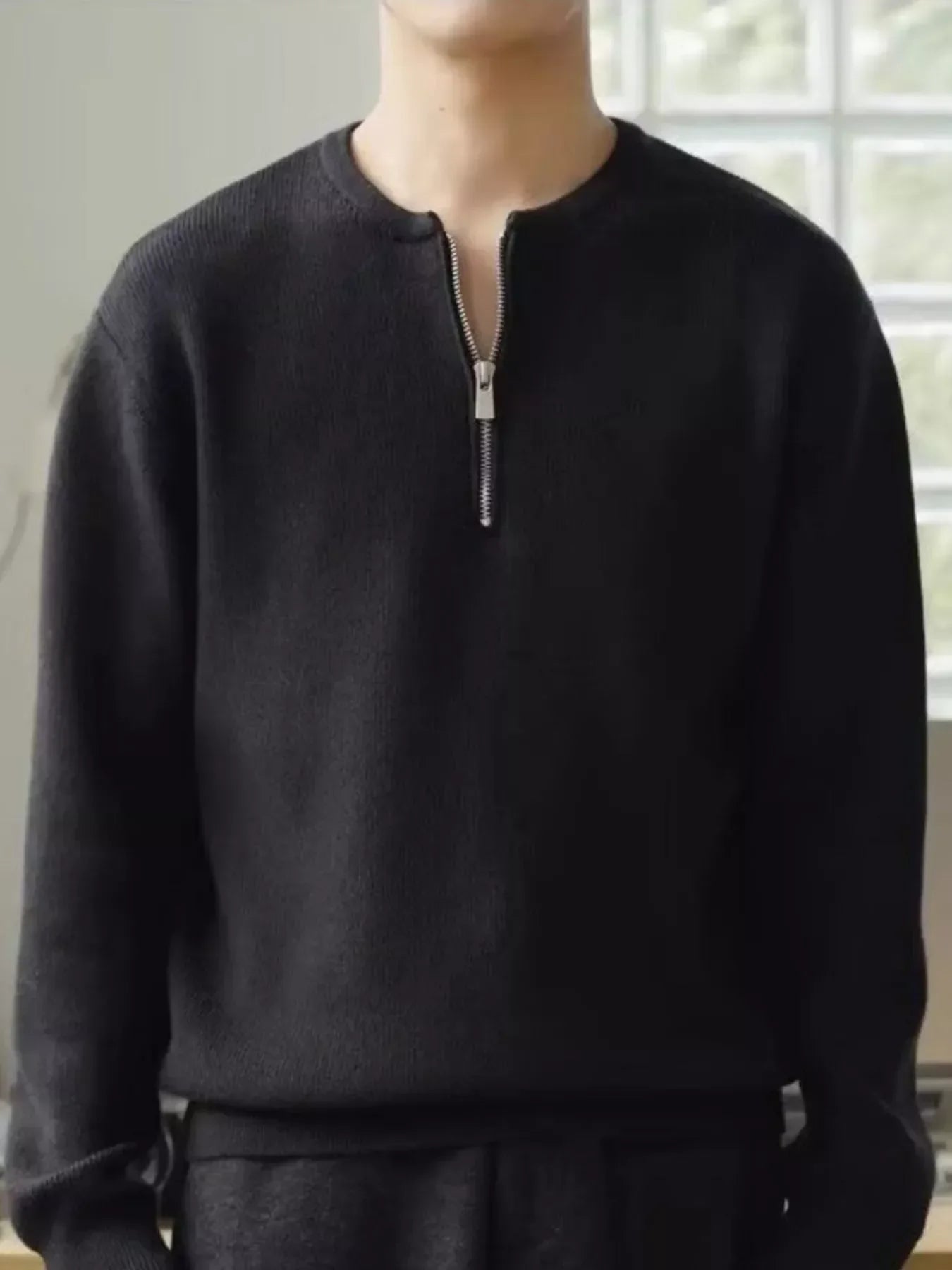 Plus Size Relaxed Fit Quarter Zip Sweater