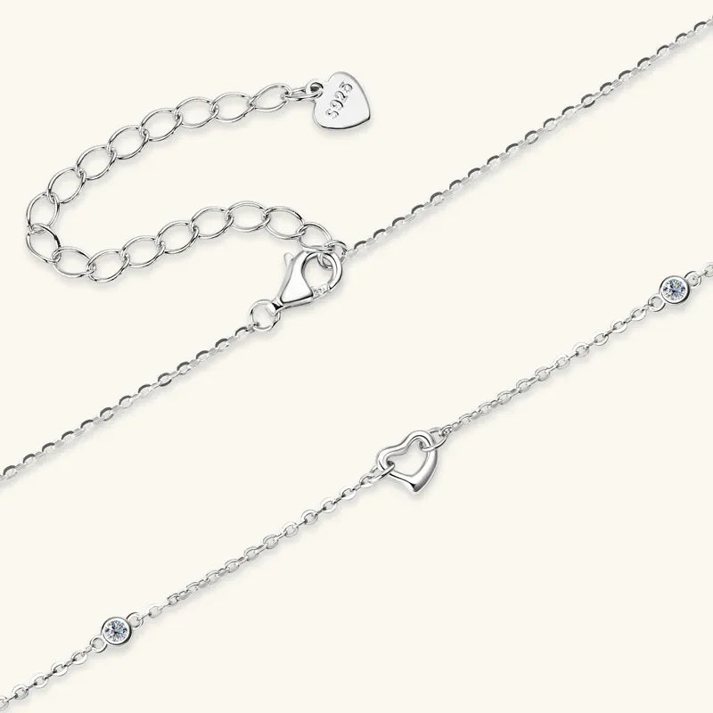 Moissanite Heart Necklace In Rose Gold Plated Sterling Silver - Southern Shores Clothing