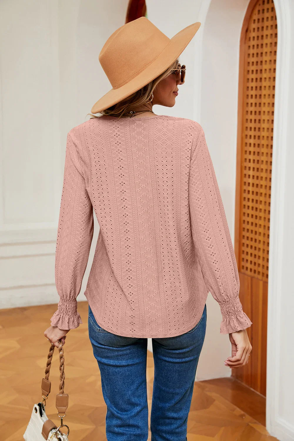 Southern Shores Clothing Slightly Stretchy Flounce Sleeve Blouse With Rayon Blend Fabric - Southern Shores Clothing