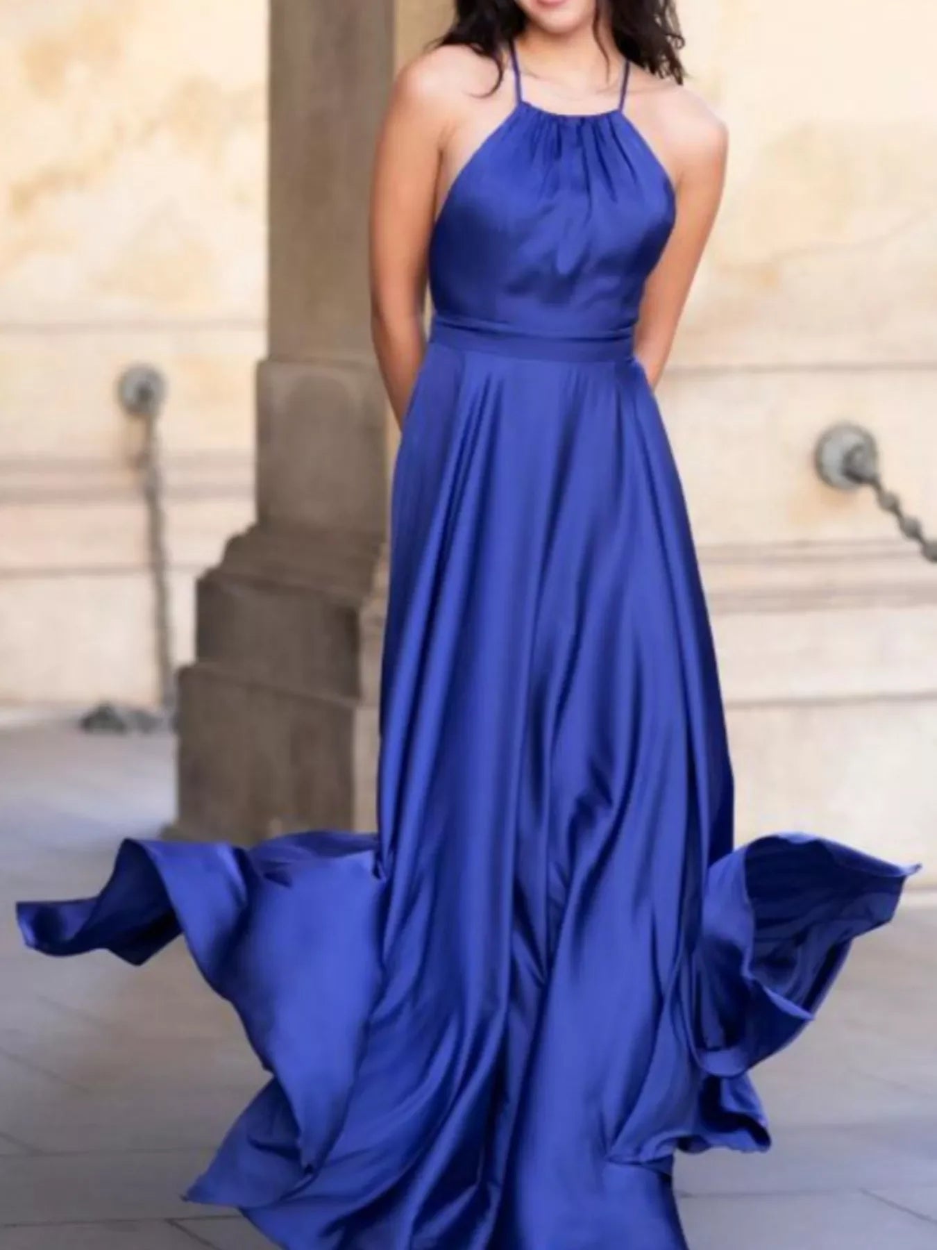 Halter Neck Maxi Dress With Slit And Backless - Southern Shores Clothing