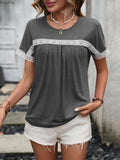 Contrast Pattern Round Neck Short Sleeve Stretch Tee - Southern Shores Clothing
