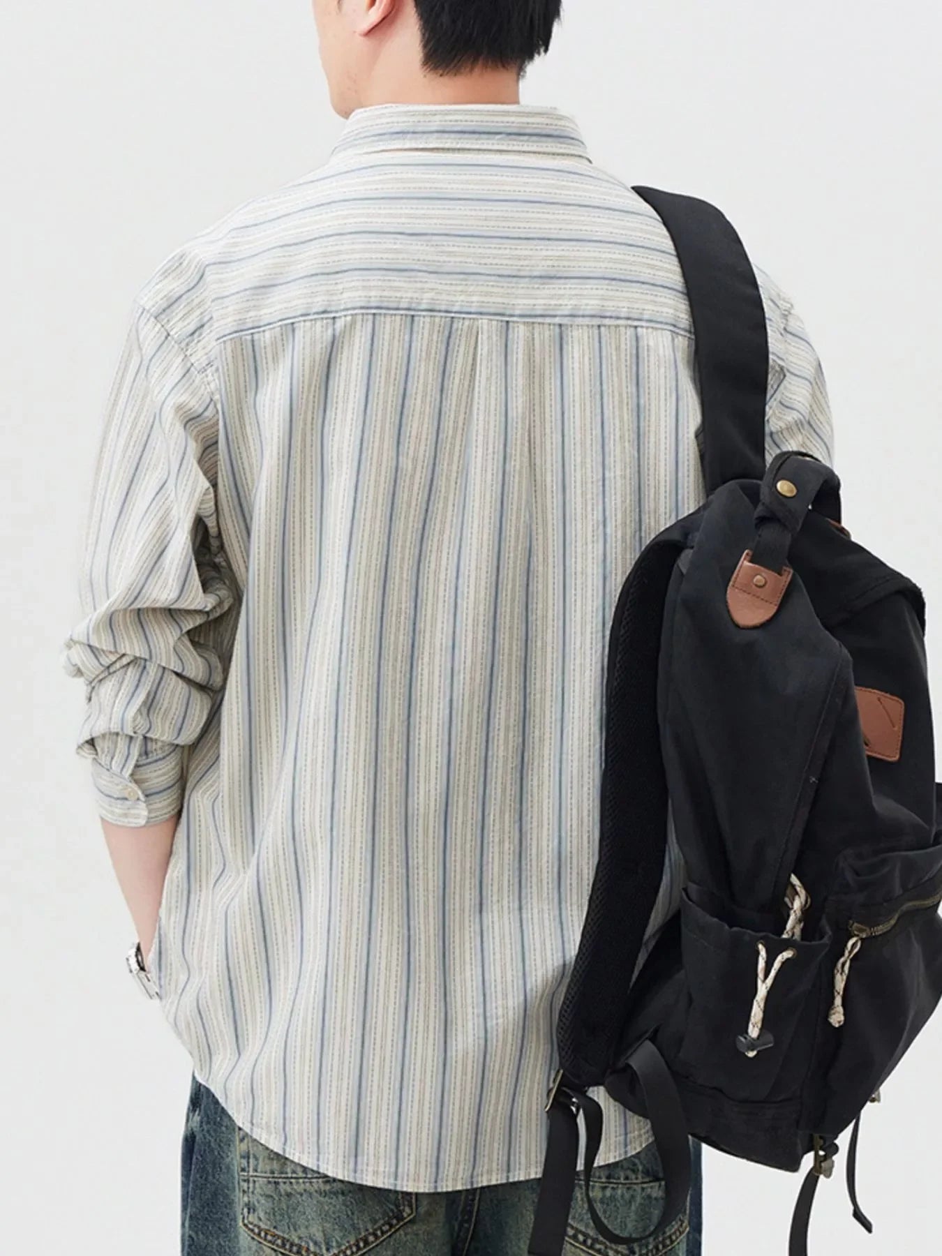 Oversized Striped Button Up Long Sleeve Cotton Shirt - Southern Shores Clothing
