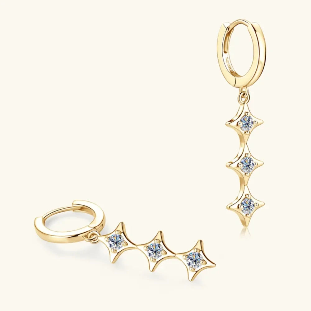 Geometric Moissanite Sterling Silver Earrings - Southern Shores Clothing