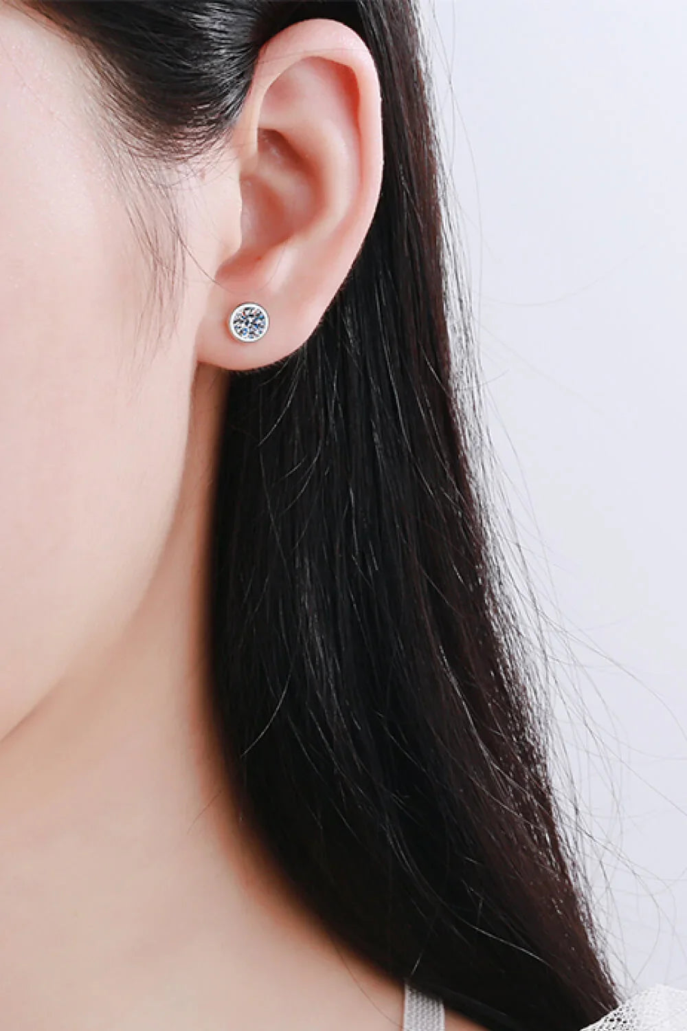 Moissanite Round Stud Earrings Sterling Silver