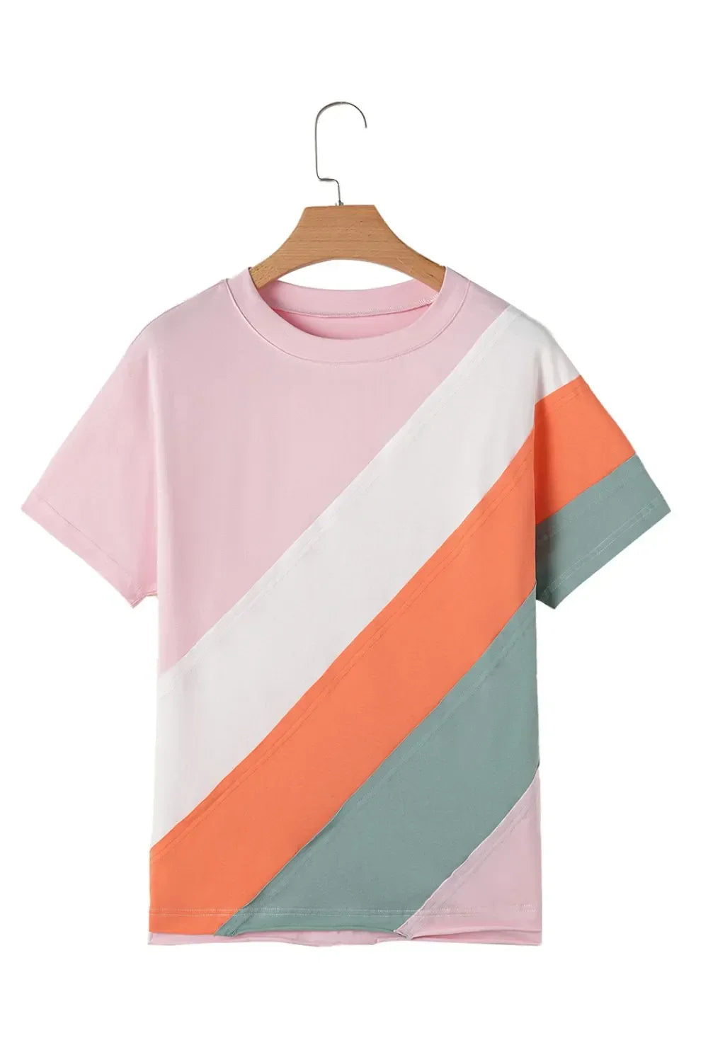 Color Block Round Neck Short Sleeve T Shirt - Southern Shores Clothing