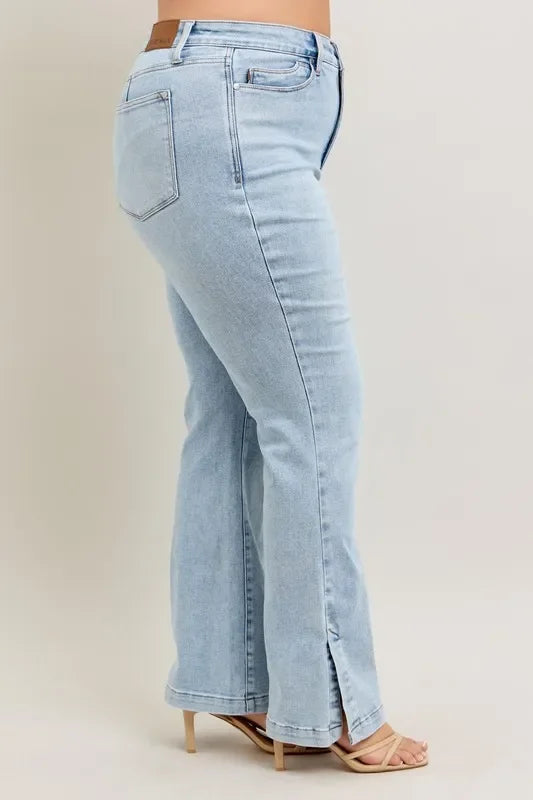 Plus Size Tummy Control Vintage Wash Slim Boot Jeans - Southern Shores Clothing