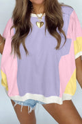 Block Patchwork Oversized Half Sleeve Relaxed T Shirt - Southern Shores Clothing