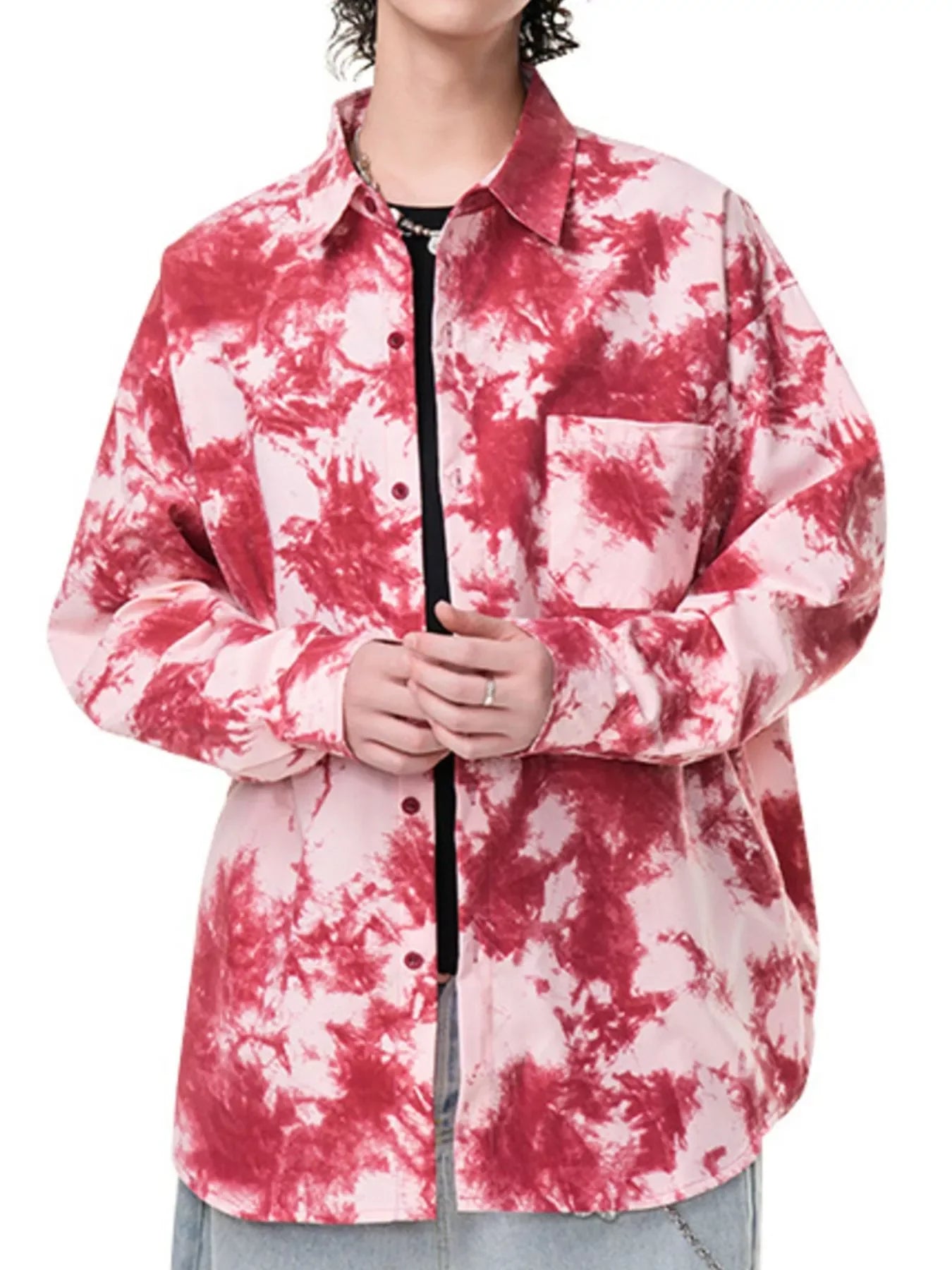 Plus Size Tie-Dye Oversized Buttoned Shirt - Southern Shores Clothing