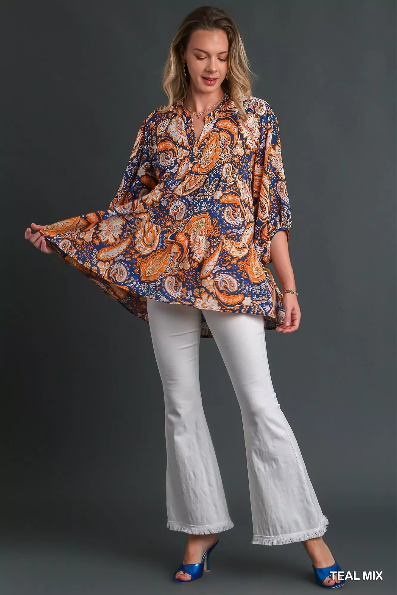 Paisley Boho Tunic Blouse With Relaxed Fit And Flowing Hem - Southern Shores Clothing