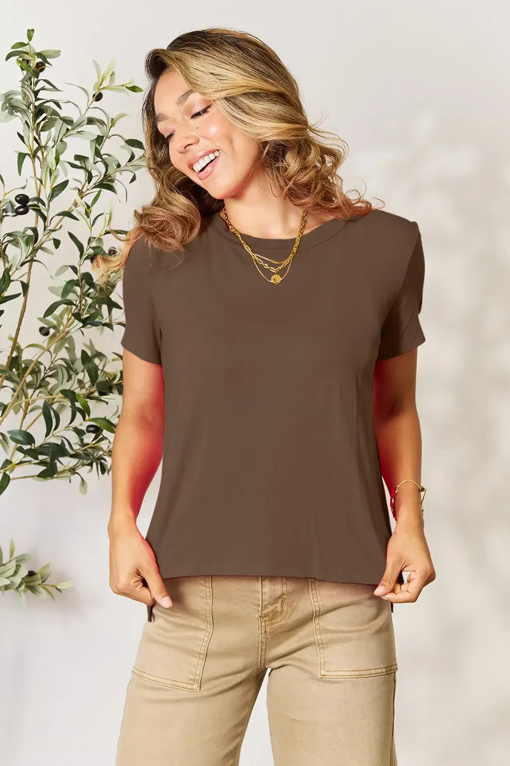 Plus Size Round Neck Short Sleeve T Shirt - Southern Shores Clothing