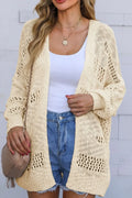 Openwork Open Front Long Sleeve Cardigan - Southern Shores Clothing