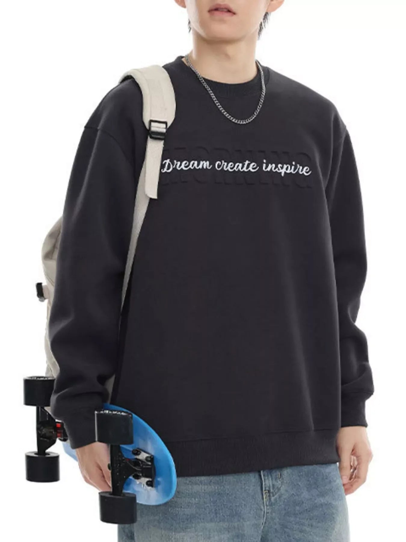 Plus Size Letter Crew Neck Sweatshirt Coastline Comfort