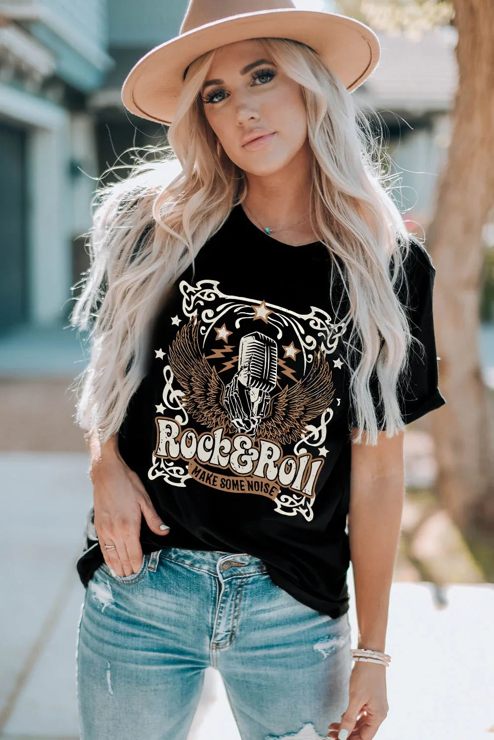 Chic Slogan Graphic Round Neck Short Sleeve Tee - Southern Shores Clothing