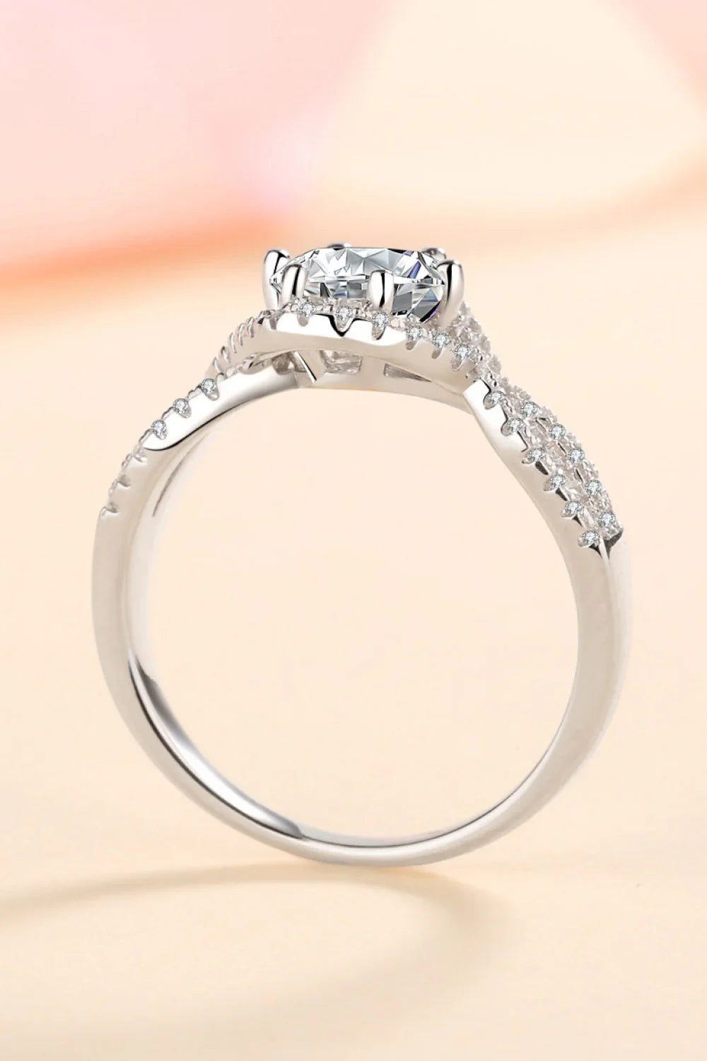 Sterling Silver Moissanite Geometric Ring 1 Carat Halo - Southern Shores Clothing