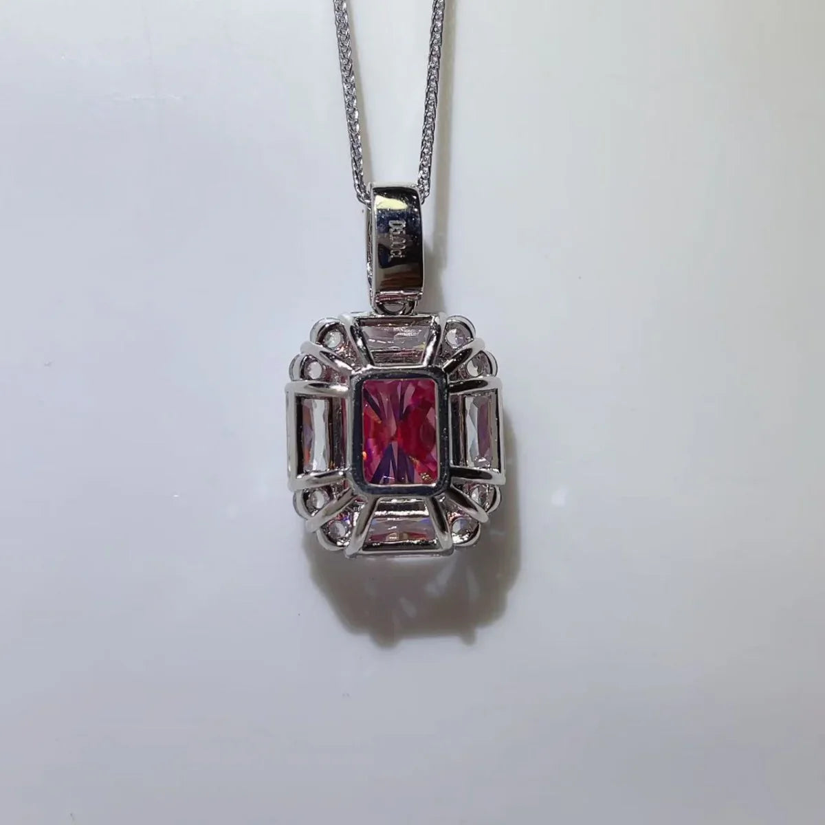 Moissanite Pendant Necklace In Sterling Silver With Halo - Southern Shores Clothing
