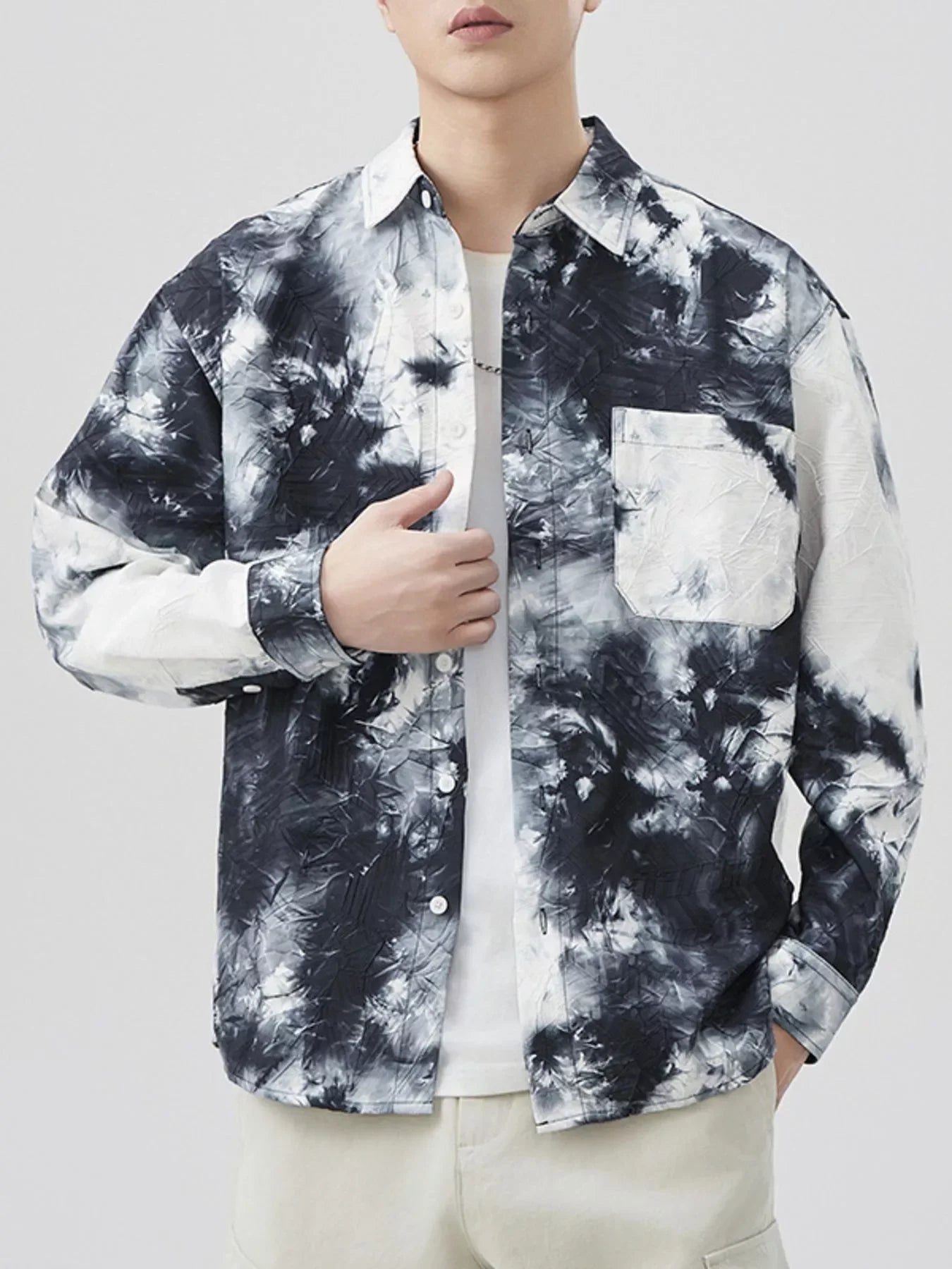 Plus Size Tie-Dye Button Up Long Sleeve Shirt - Southern Shores Clothing