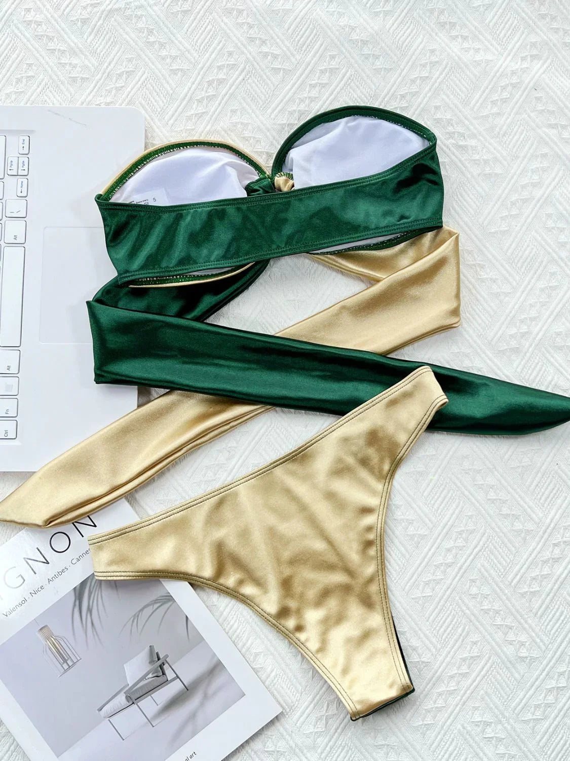 Ring Detail Tied Bikini Set With Stretchy Fabric - Southern Shores Clothing