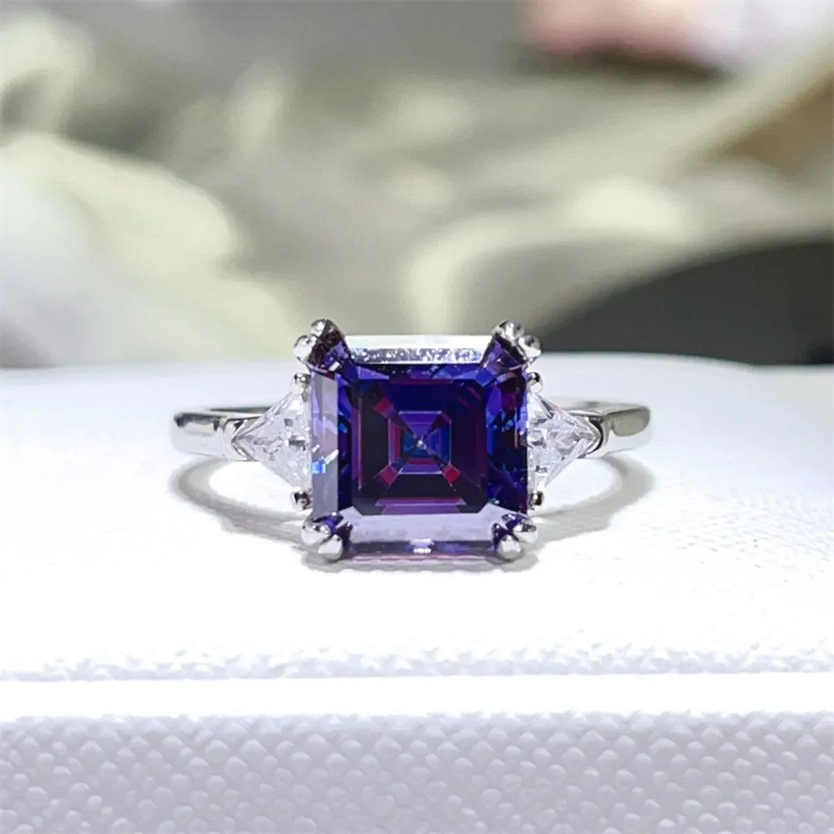 3 Carat Moissanite Platinum Plated Sterling Silver Ring - Southern Shores Clothing
