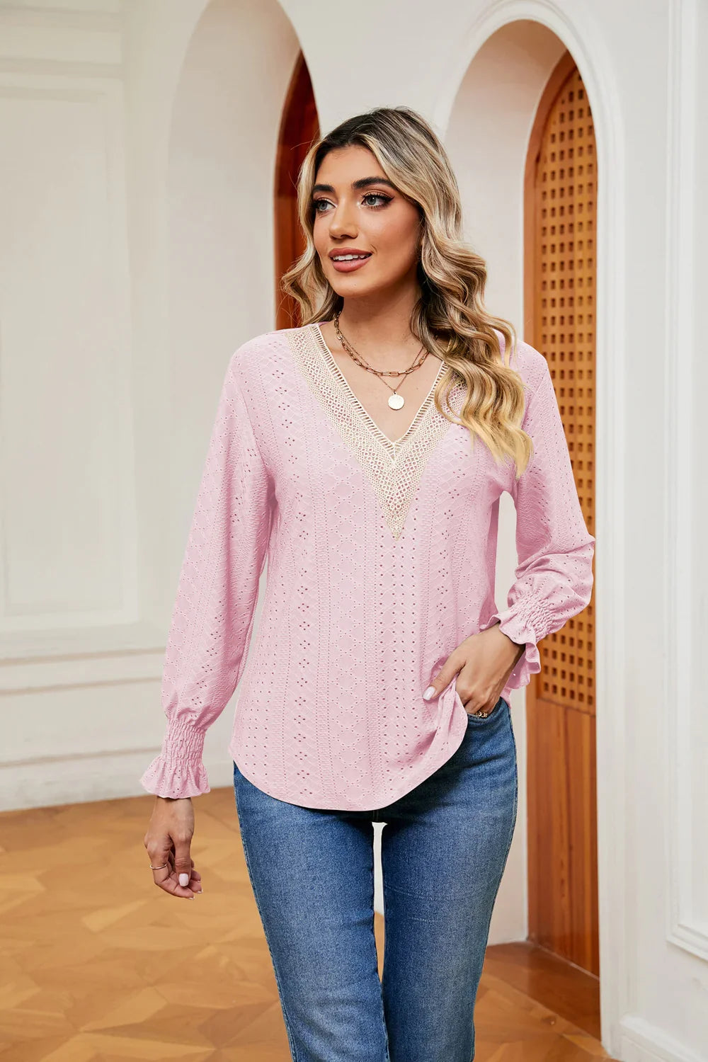 Southern Shores Clothing Slightly Stretchy Flounce Sleeve Blouse With Rayon Blend Fabric - Southern Shores Clothing