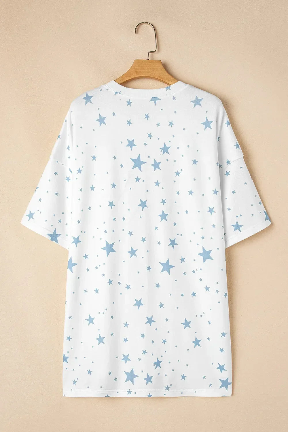 Stars Print Drop Shoulder Oversized T Shirt With Slits - Southern Shores Clothing