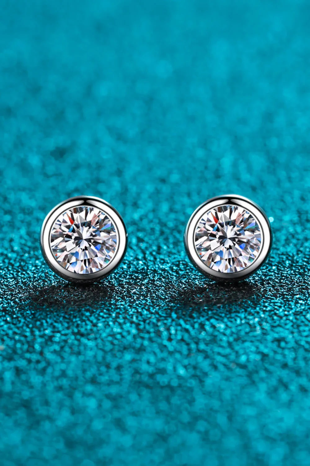 Moissanite Round Stud Earrings Sterling Silver