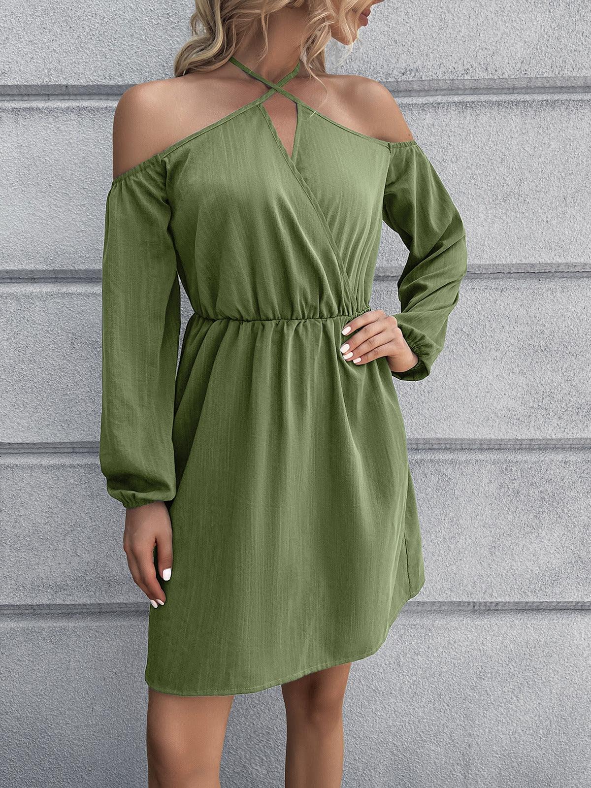 Casual Cold-Shoulder Crisscross Mini Dress Summer - Southern Shores Clothing