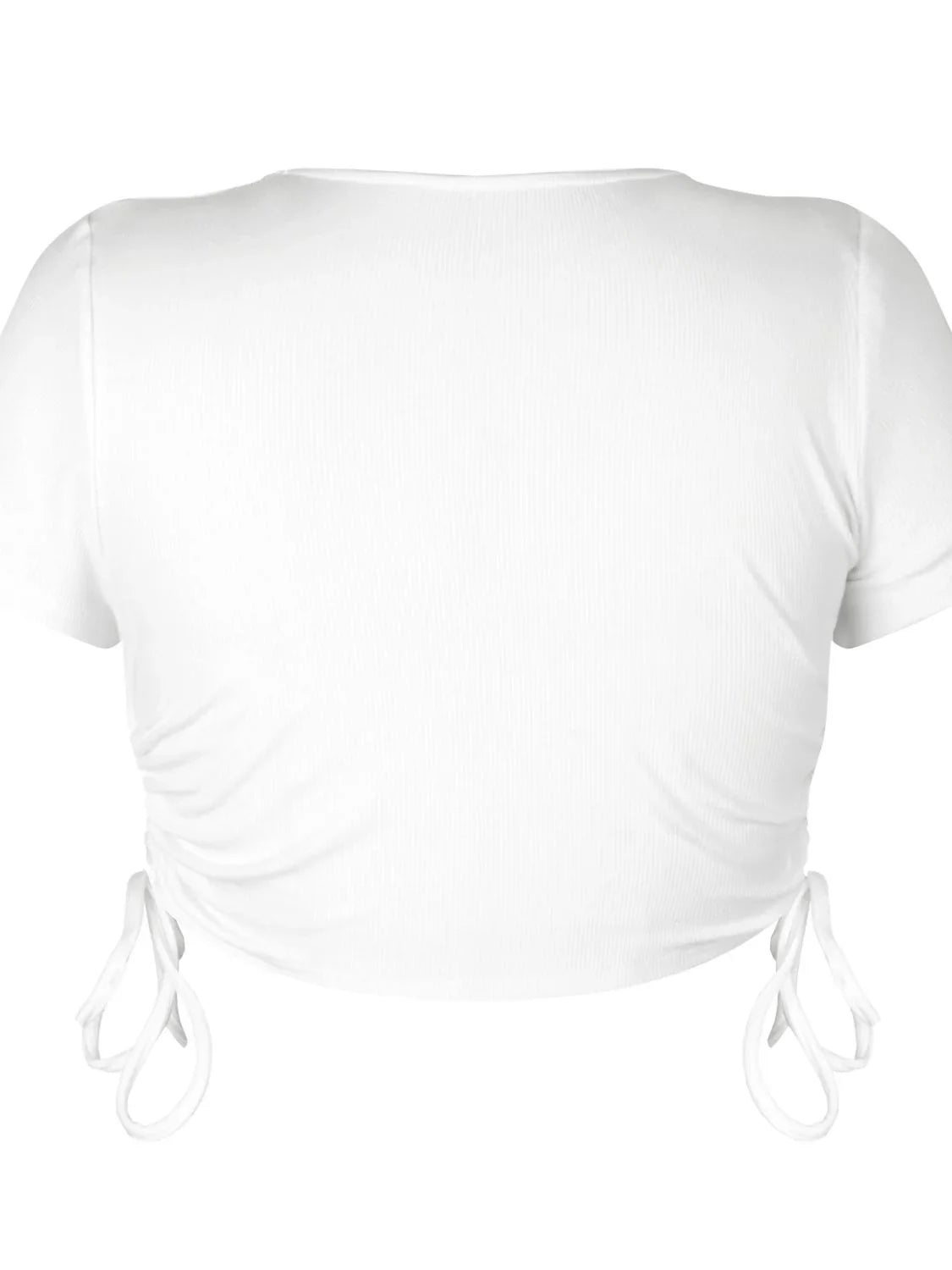 Stretchy Round Neck Short Sleeve Drawstring Tee - Southern Shores Clothing