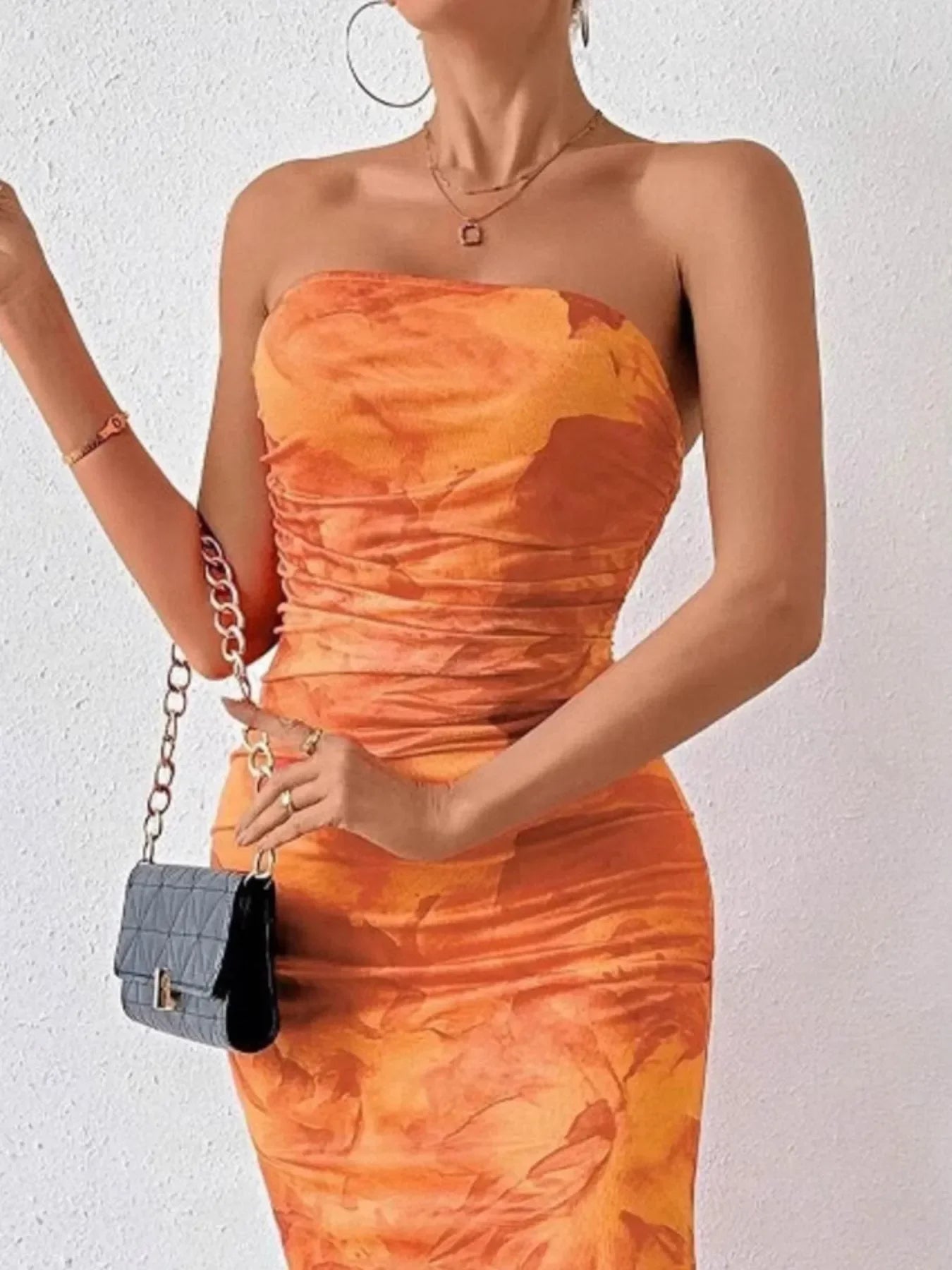 Printed Side Slit Tube Dress Coastal Style - Southern Shores Clothing