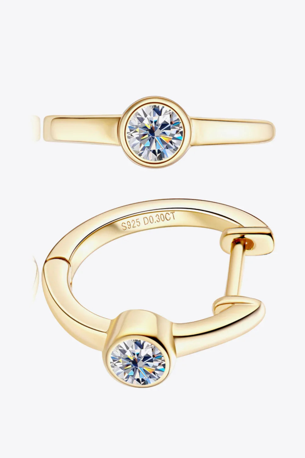 Minimalist 18K Moissanite Gold-Plated Huggie Earrings - Southern Shores Clothing