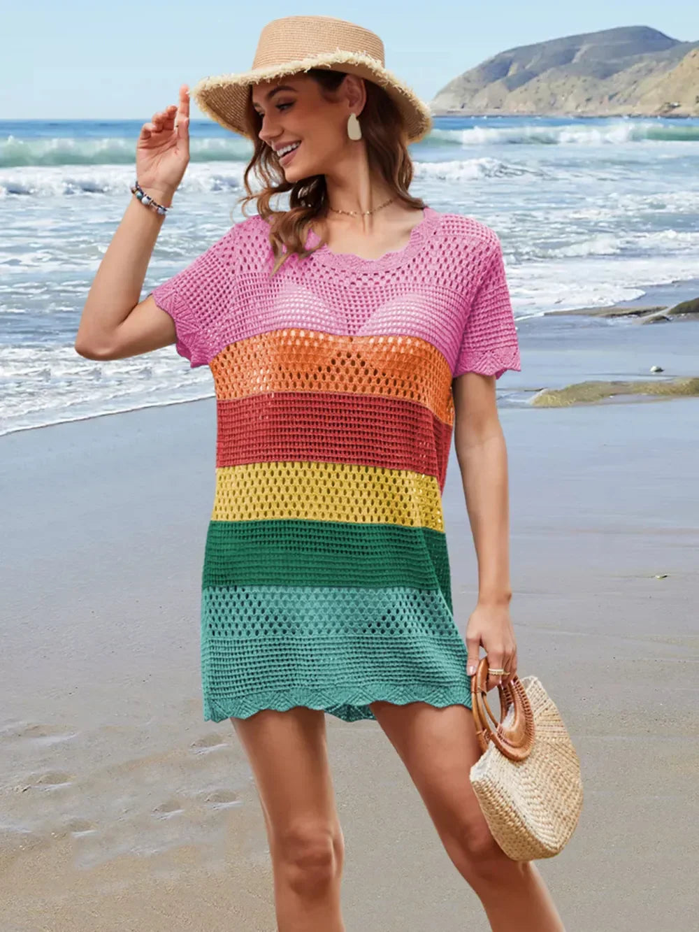Openwork Sheer Knit Swim Cover Up Lightweight - Southern Shores Clothing