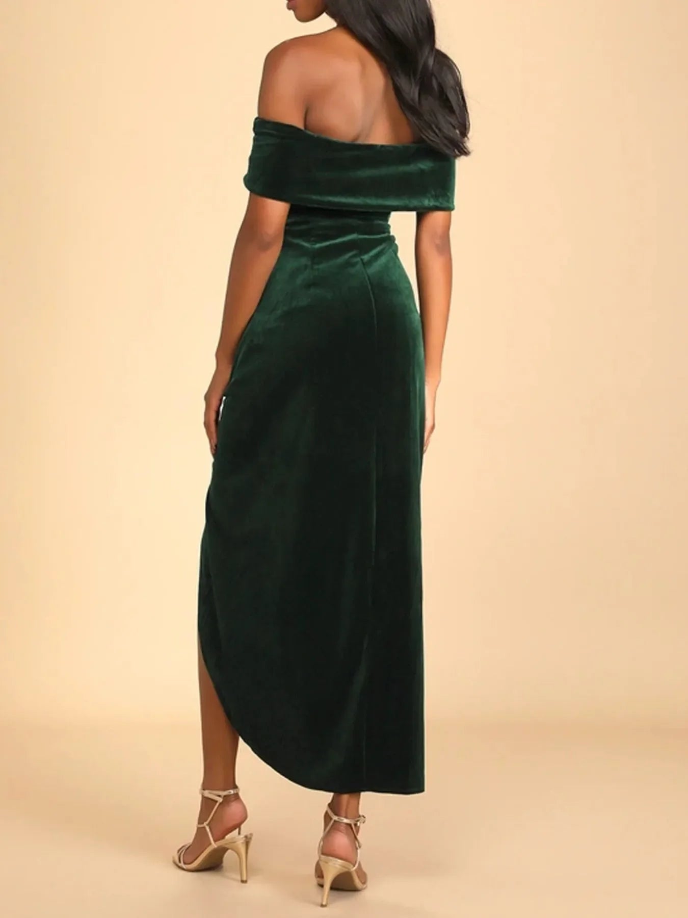 Off Shoulder Wrap Dress With Side Slit Silhouette - Southern Shores Clothing
