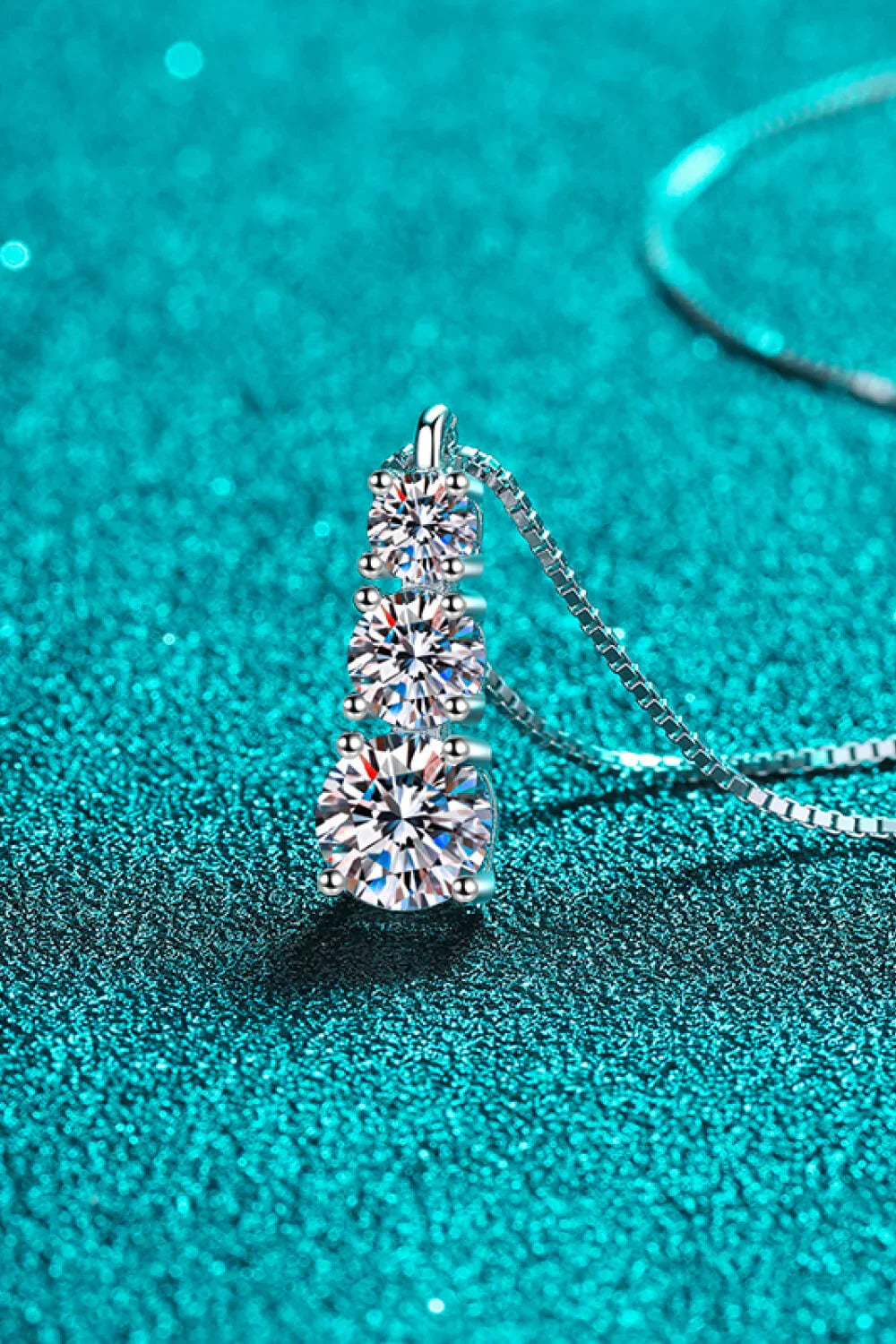 Moissanite Triple-Pendant Necklace In Sterling Silver - Southern Shores Clothing