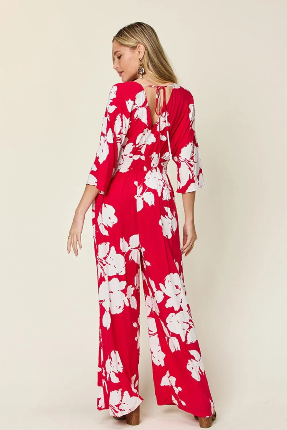 Printed Tie-Back Wide-Leg Jumpsuit With Tie Detail