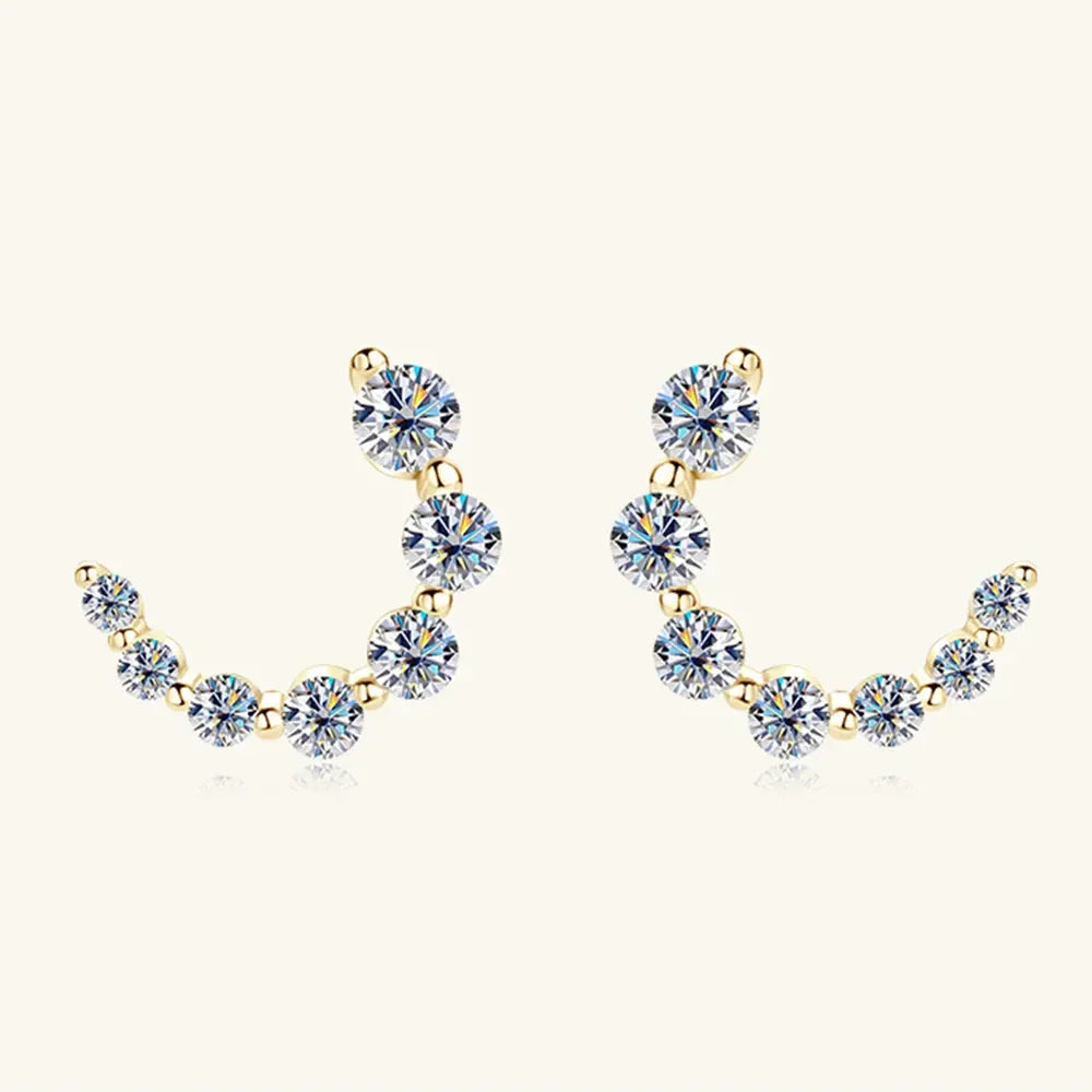 Sterling Silver Inlaid Moissanite Stud Earrings - Southern Shores Clothing