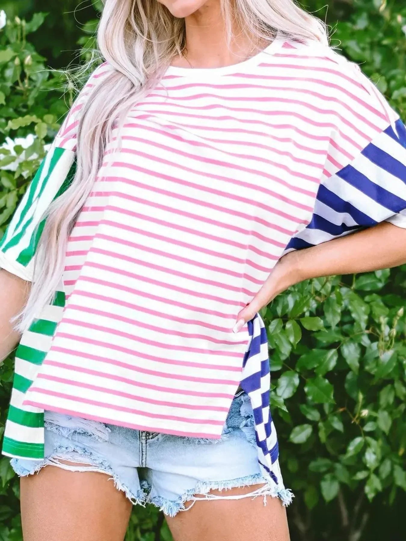 Striped Oversized T Shirt With Relaxed Fit - Southern Shores Clothing