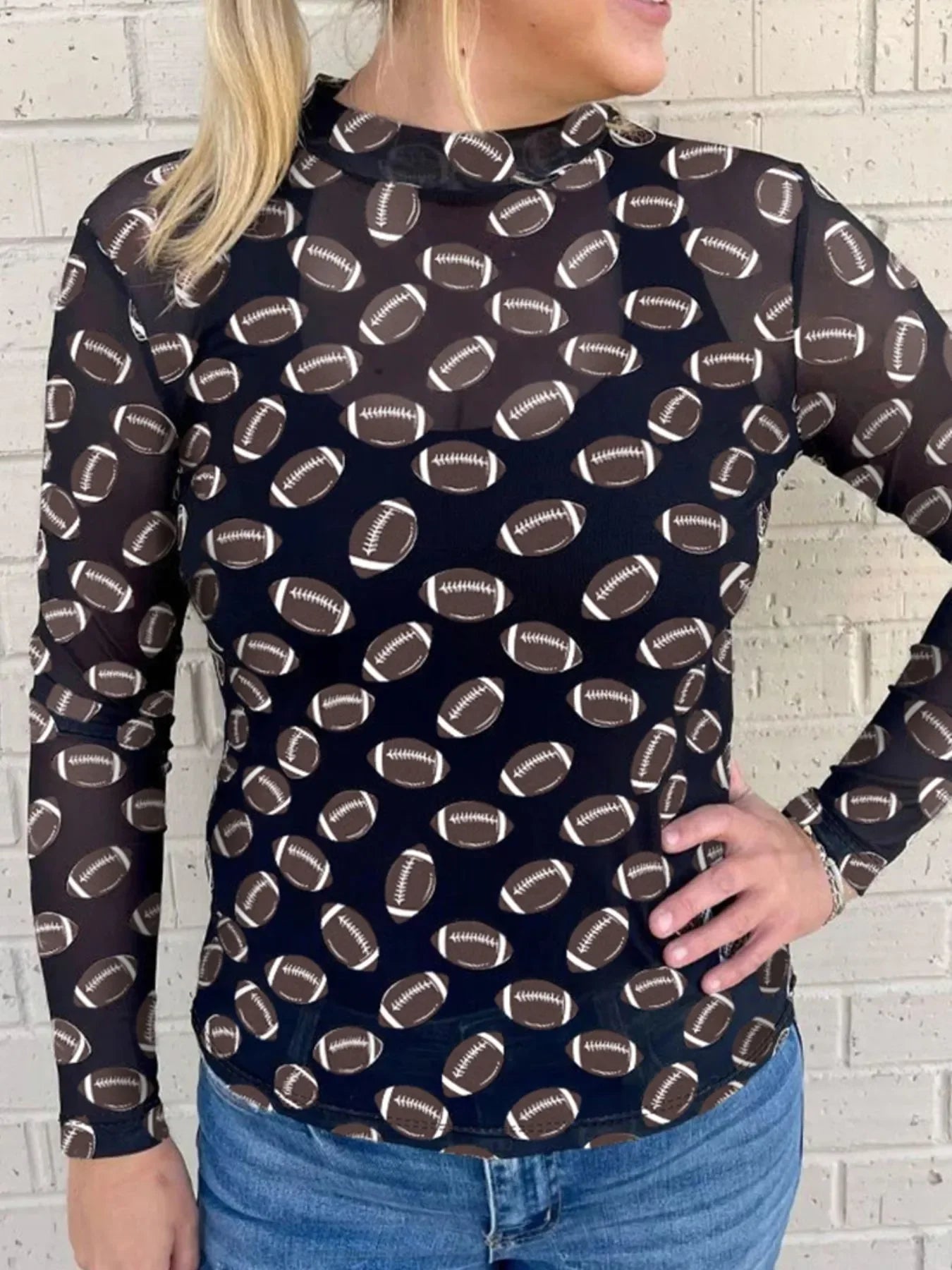 Game Day Football Print Long Sleeve T-Shirt - Southern Shores Clothing