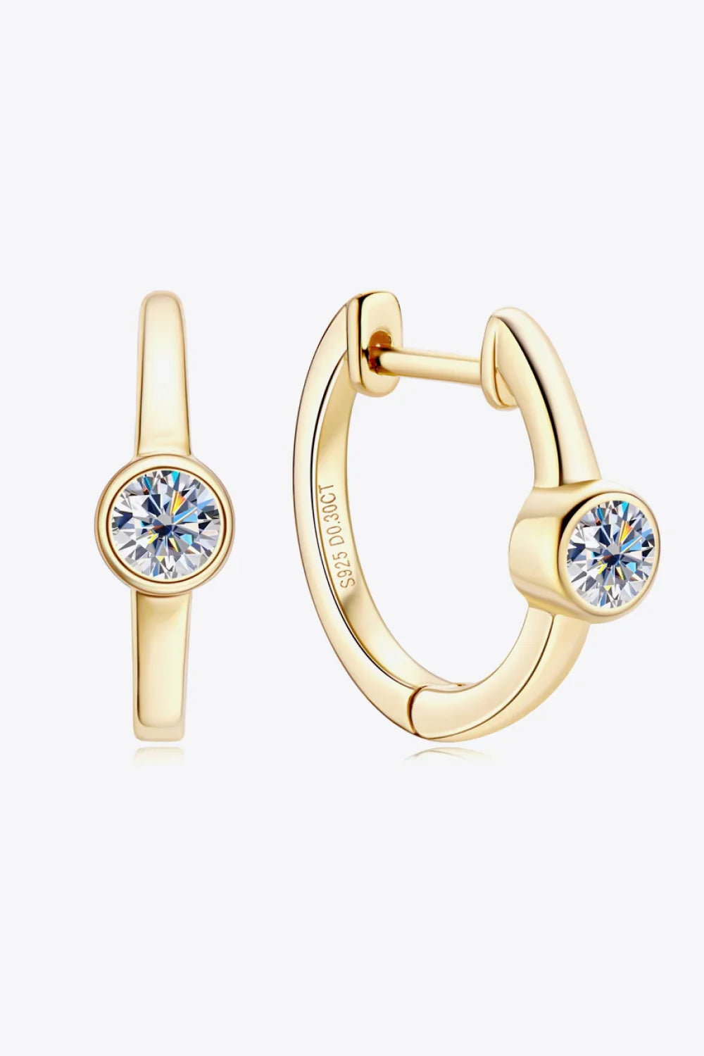 Minimalist 18K Moissanite Gold-Plated Huggie Earrings - Southern Shores Clothing
