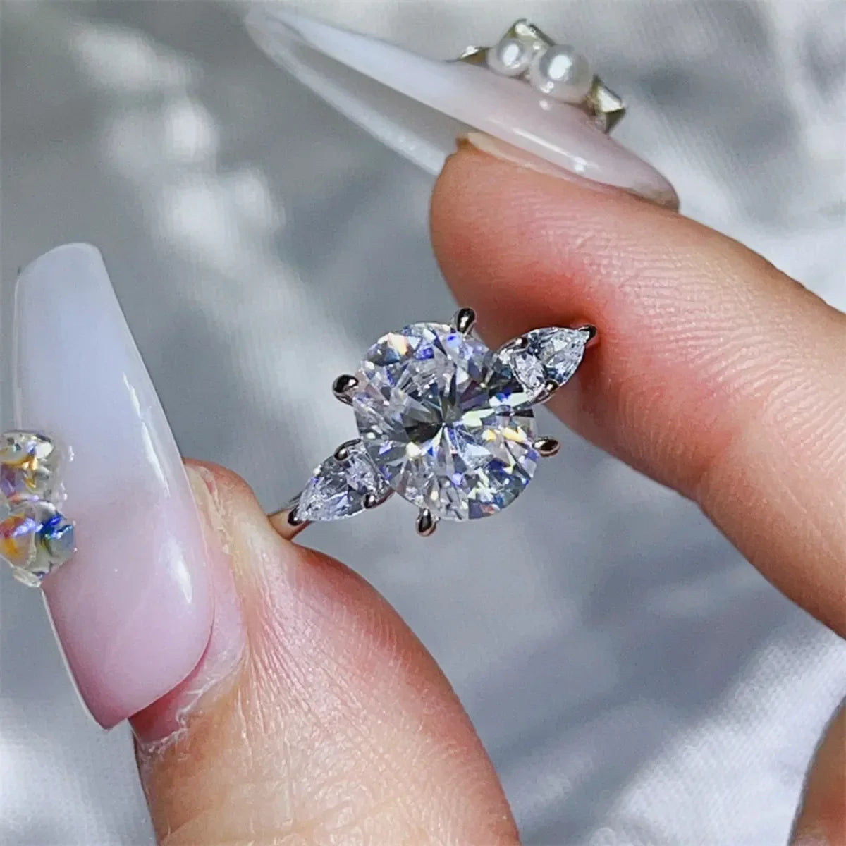 3 Carat Moissanite Sterling Silver Ring Platinum Plated - Southern Shores Clothing