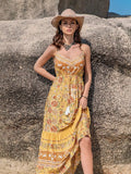 Tassel Printed Tiered Cami Dress Floral Print Boho Style - Southern Shores Clothing