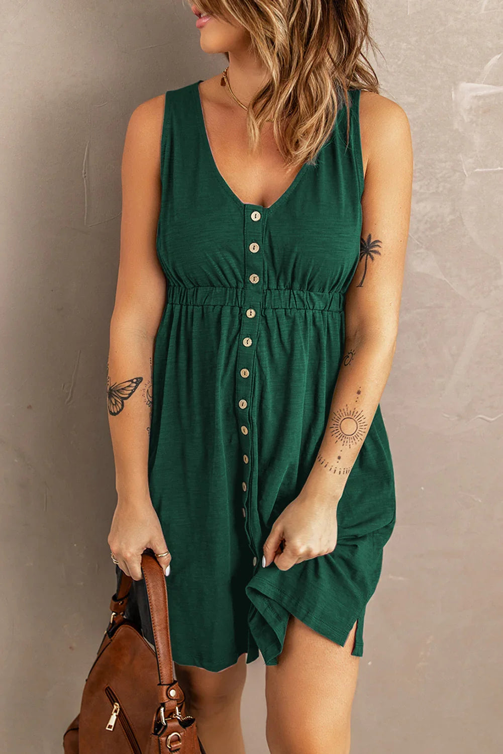 Casual Sleeveless Button Down Mini Magic Dress - Southern Shores Clothing