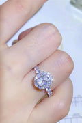 1 Carat Moissanite Halo Ring In Sterling Silver - Southern Shores Clothing