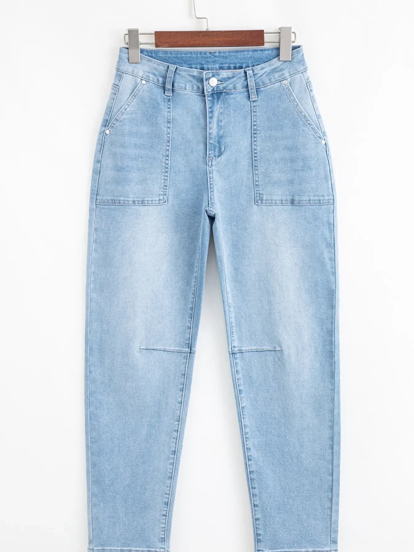 Coastal High Rise Barrel Relaxed Patch Pocket Denim Jeans - Southern Shores Clothing
