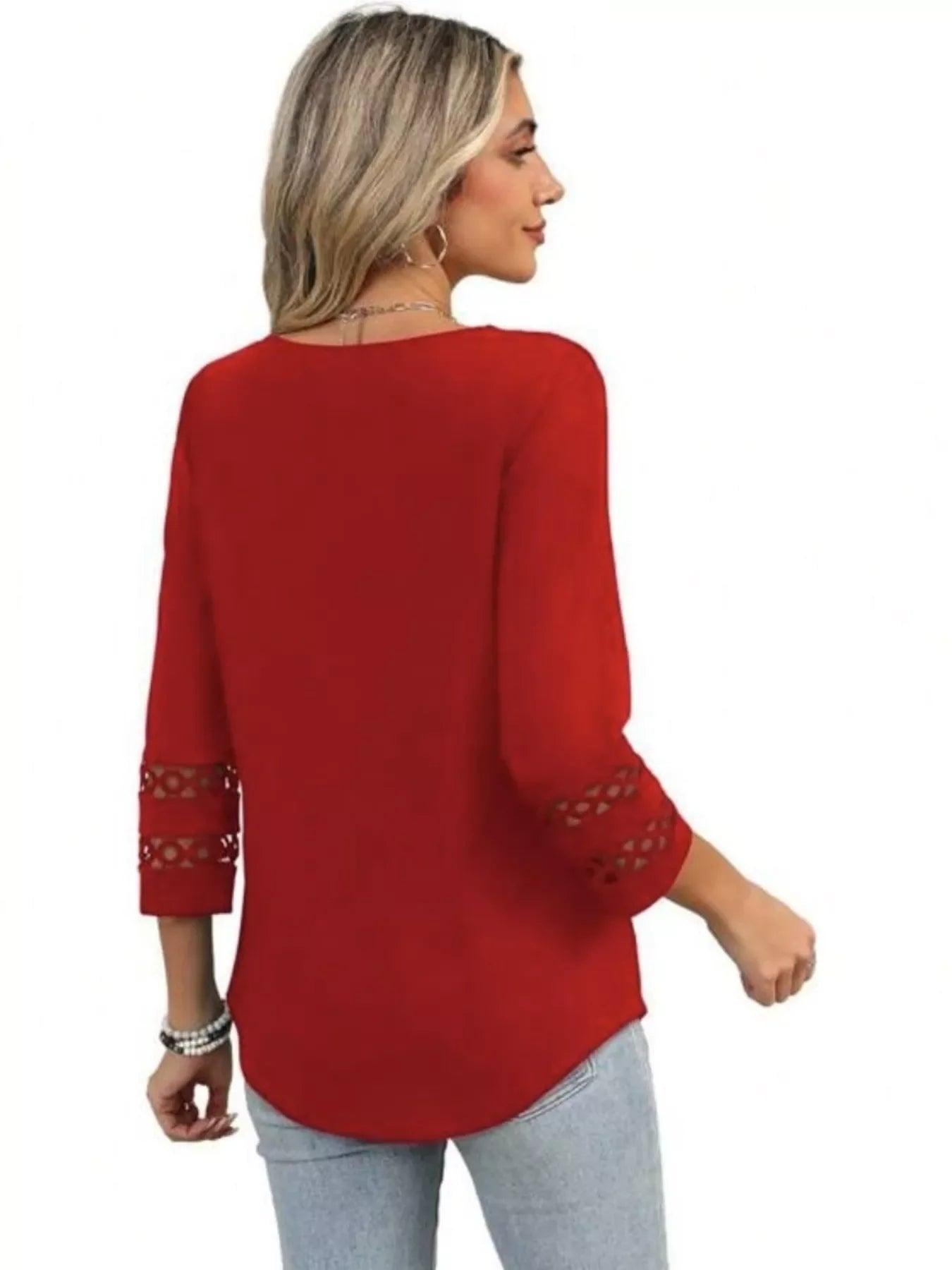 Full Size V-Neck 3/4 Sleeve T-Shirt Plus Size - Southern Shores Clothing