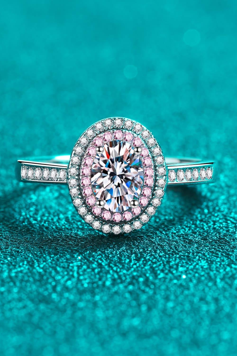 1 Carat Moissanite Double Halo Ring Sterling Silver - Southern Shores Clothing